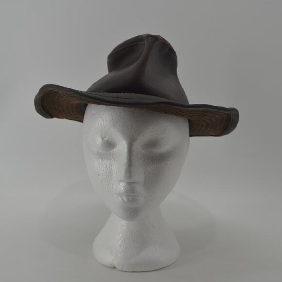 Henschel Hat Co. USA Dark Brown Oiled Leather Size M Cowboy - Picture 7 of 15